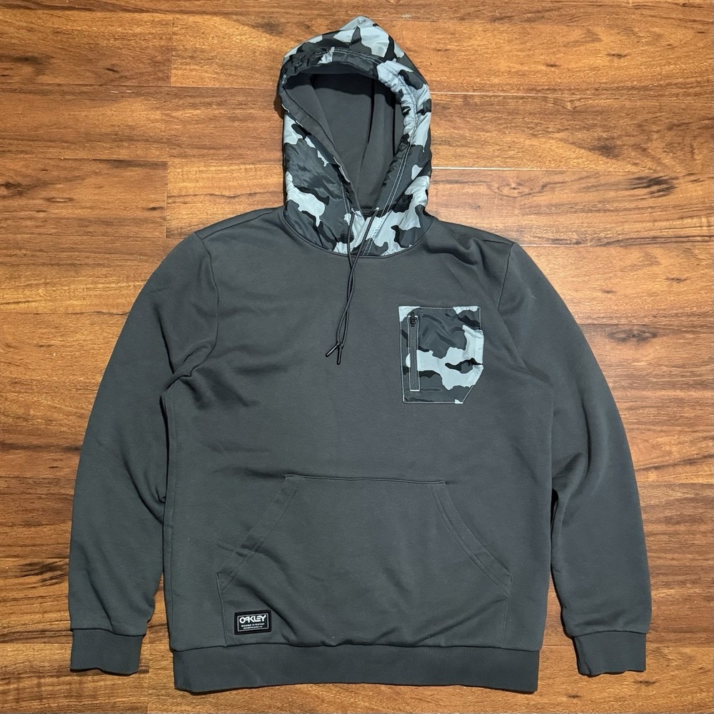 Oakley Fleece Pullover Hoodie Men's Size Large‎ Gray Black Camo